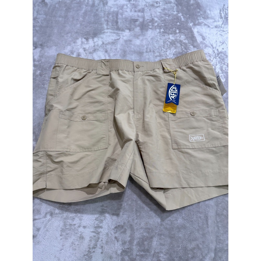 AFTCO Men's Original Fishing Shorts NWT Khaki Size 46 Pliers Pocket M01LBG New